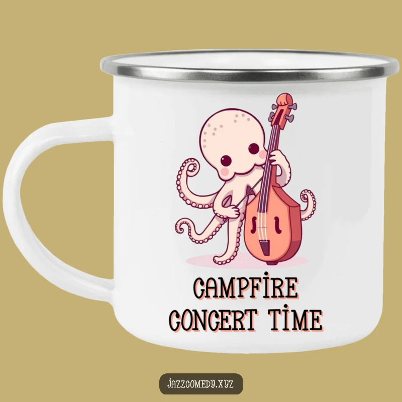 Funny Octopus Bass Player Camping Mug - Durable Musical Cephalopod Outdoor Gift