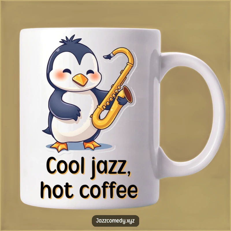 Funny Penguin Sax Mug: Swinging Jazz Character - Groovy Funny Gift!