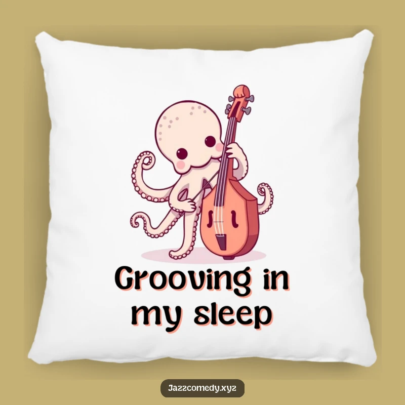 Funny Octopus Bass Player Pillow - Comfy Musical Cephalopod Cushion Gift