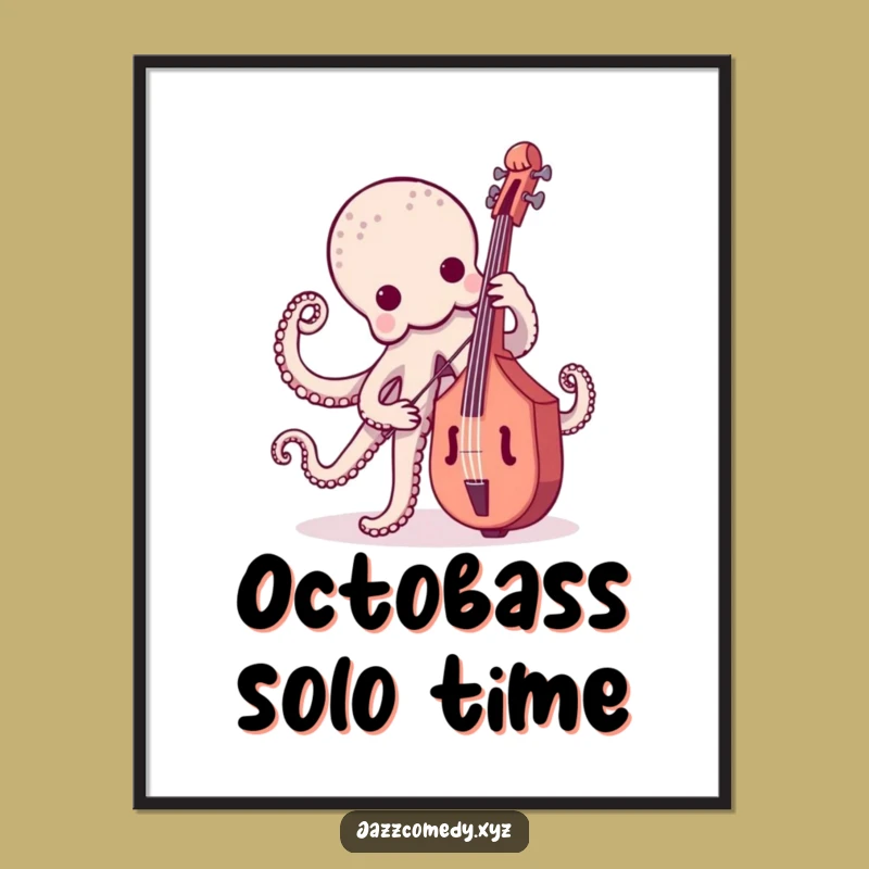 Funny Octopus Bass Player Digital Art - Whimsical Musical Cephalopod Print Gift