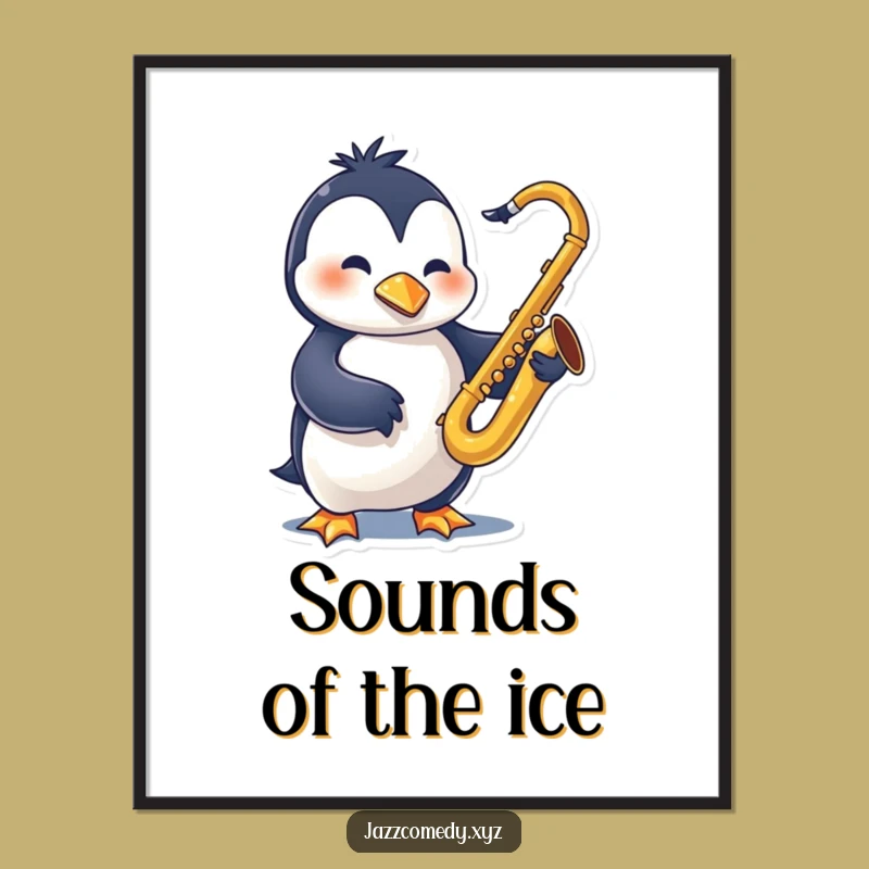 Funny Penguin Sax Digital Art: Swinging Jazz Character - Instant Funny Gift Print