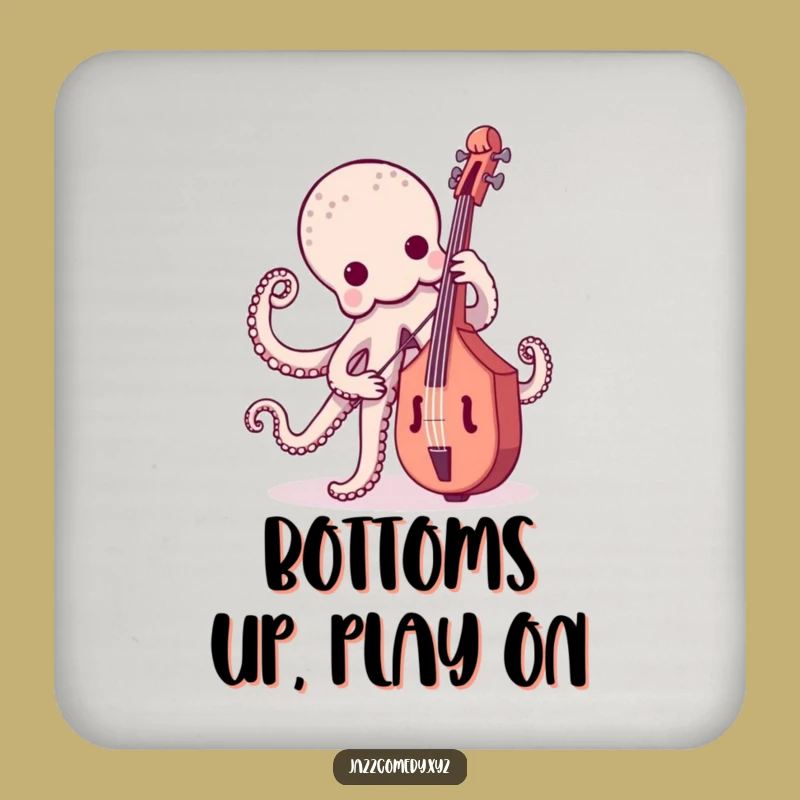 Funny Octopus Bass Player Coaster - Musical Cephalopod Drink Protector Gift