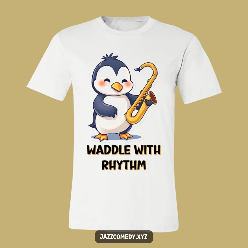 Funny Penguin Sax T-Shirt: Swinging Jazz Character - Cool Funny Gift Tee