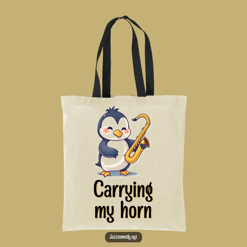 Funny Penguin Sax Tote Bag: Swinging Jazz - Carry Your Tunes Funny Gift!